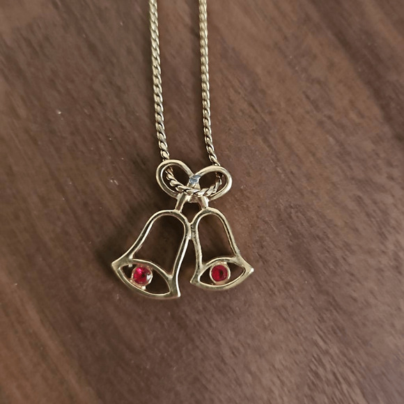 Avon Gold Tone Holiday Bell Necklace - Picture 1 of 5